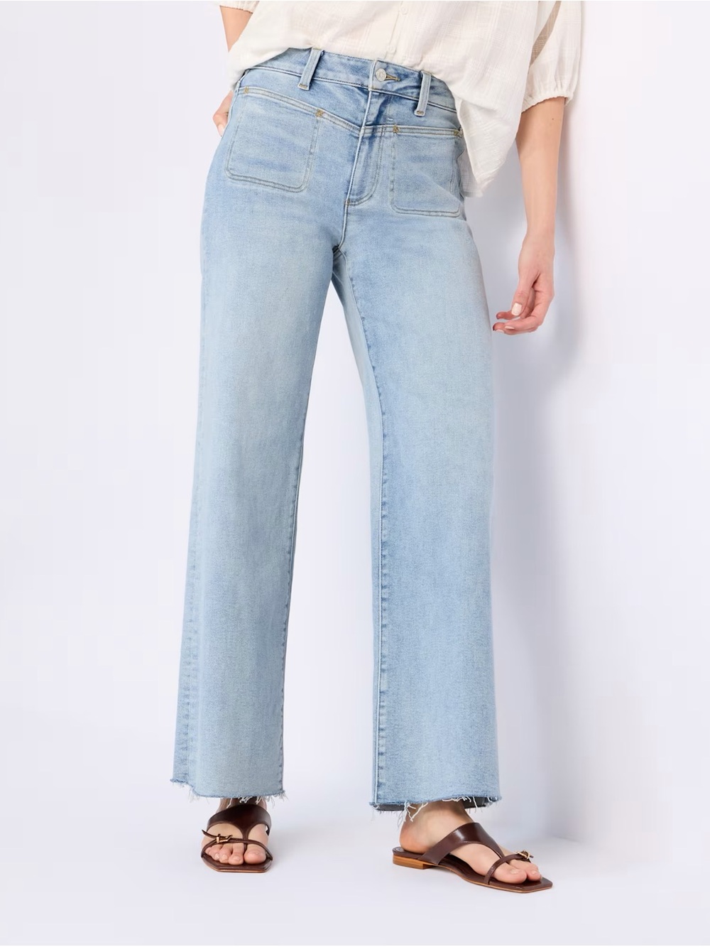 PAIGE Wide-Leg Anessa 31 Jeans with Raw Hem